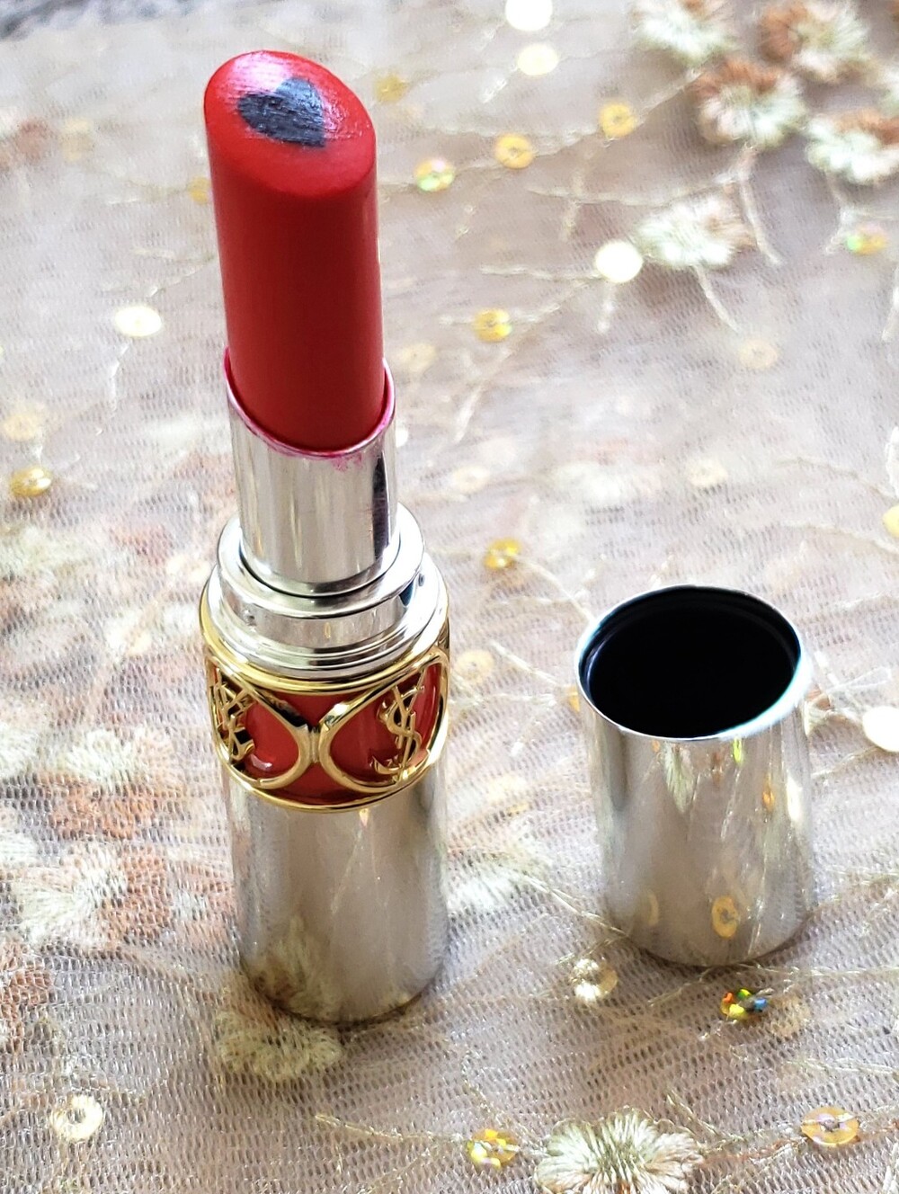 YSL Volupte Plump In Colour Lipstick - 5 Delirious Orange- .12 oz 